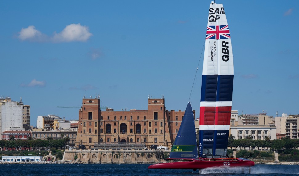 SailGP GBR team on the water in Taranto, Italy 